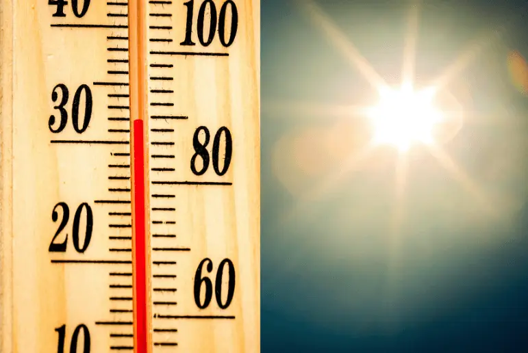 Thermometer next to sun