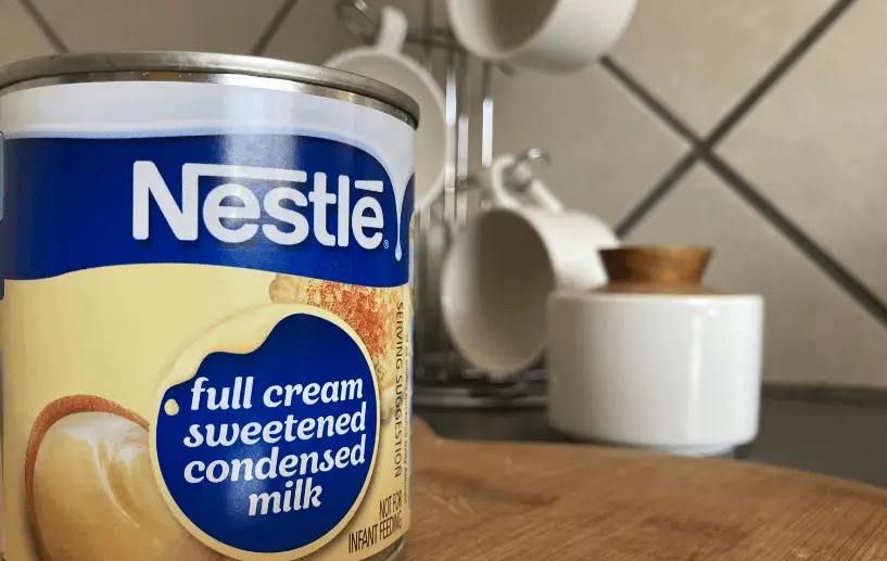 Sweetened condensed milk in a can