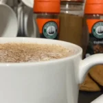 Gingerbread Latte in a white mug.