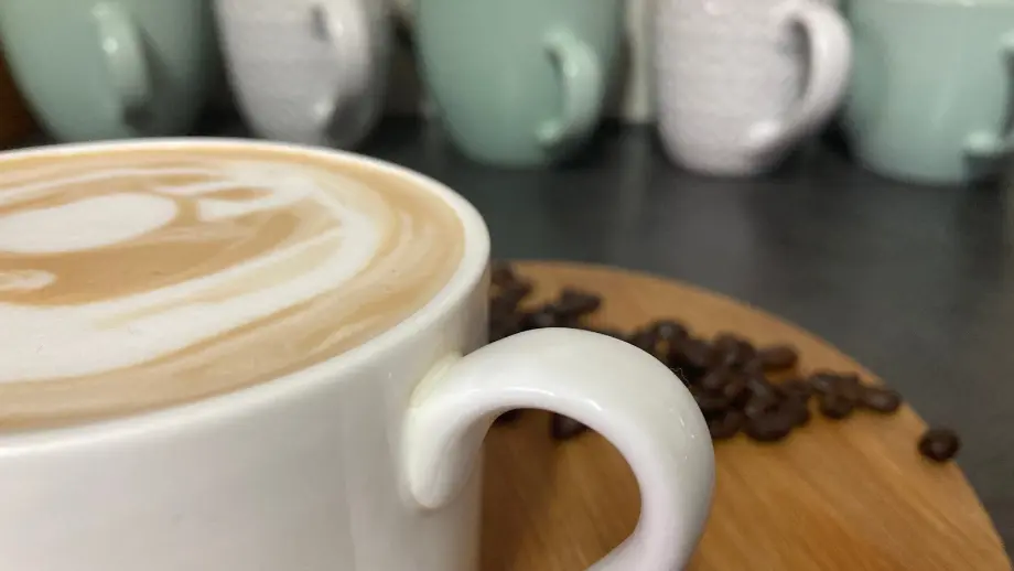 Cappuccino in white mug.