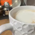 Maple Ginger Latte in a textured white mug.
