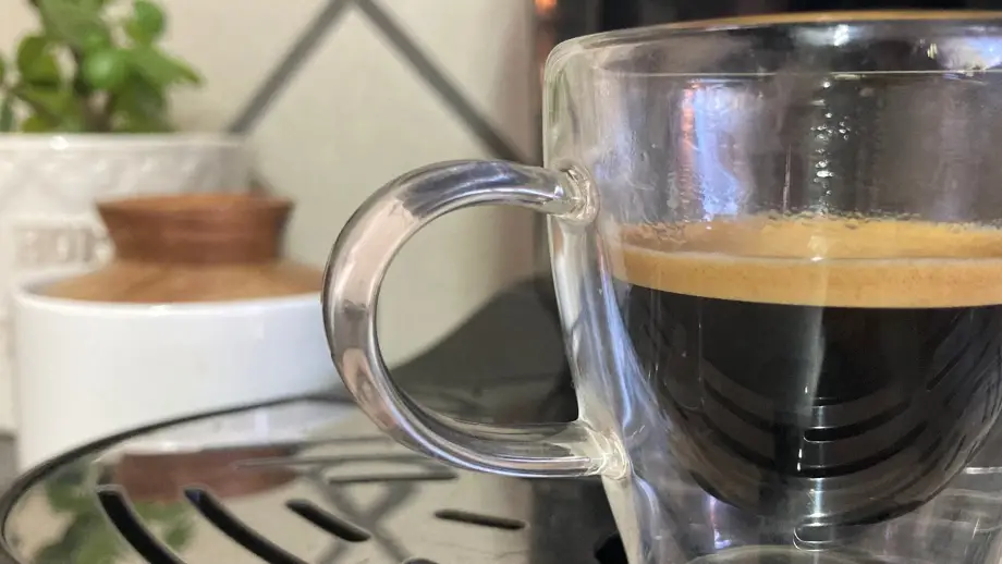 Espresso in double walled mug.